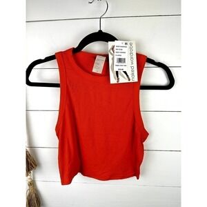 NWT Naked Wardrobe Deep Orange Ribbed crop top XL